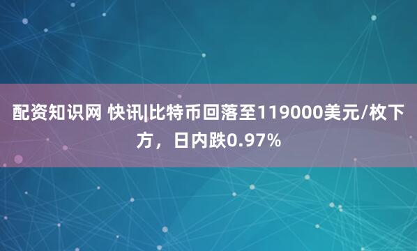 配资知识网 快讯|比特币回落至119000美元/枚下方，日内跌0.97%